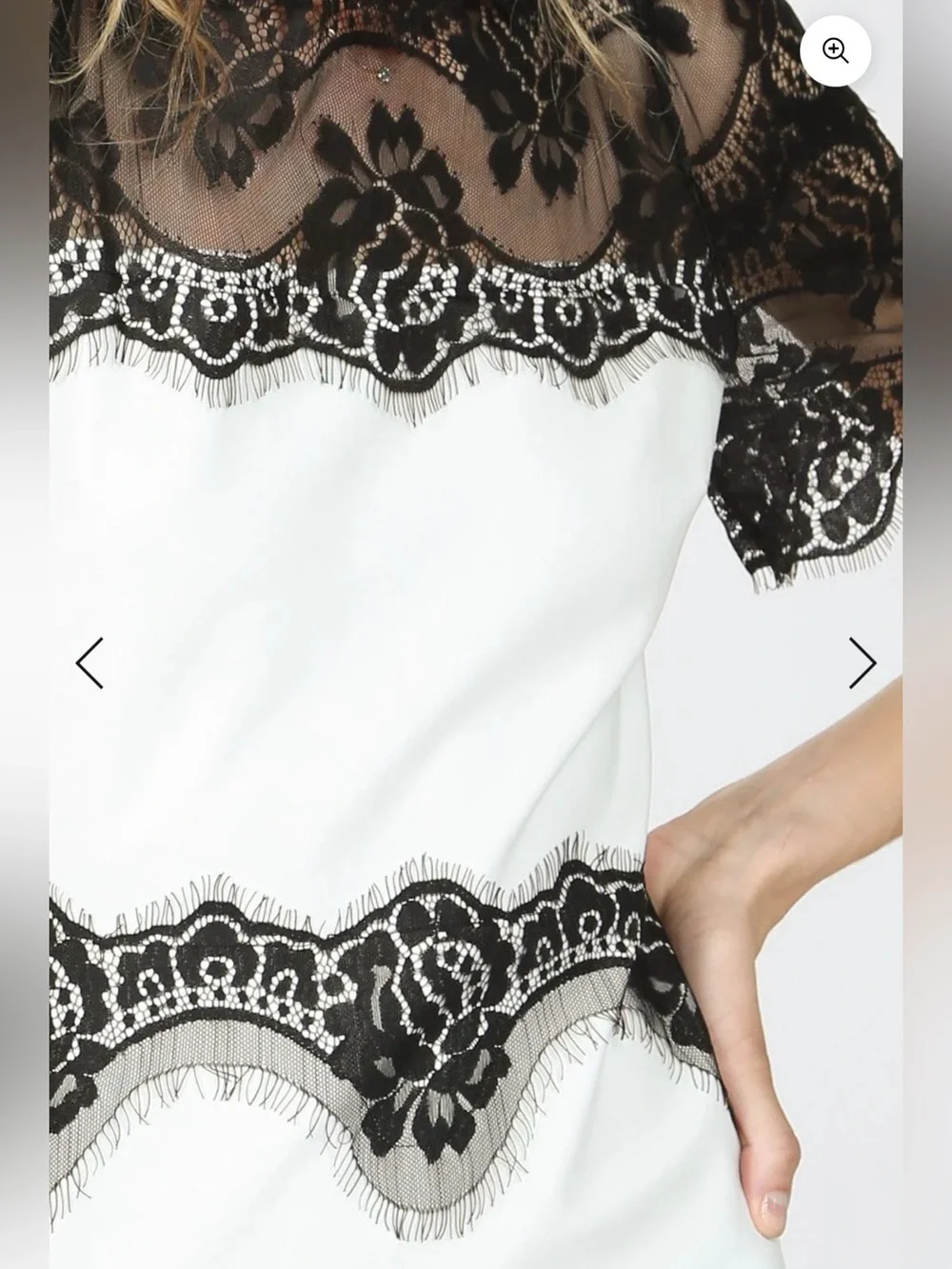 Beulah White Midi Dress with Black Lace Yoke - Picture 2 of 11